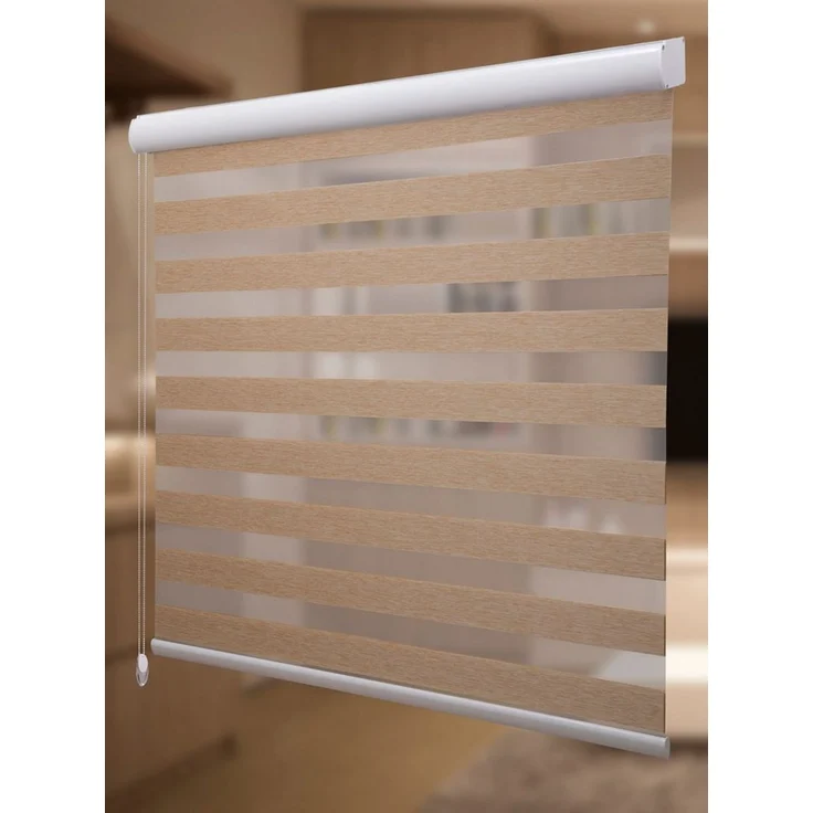 Doppelrollo Doppelrollo Duorollo mit Alu-Kassette in Beige, Plisseeonline, blickdicht, Wandmontage, Wand oder Decke, statisch haftend – Bild 2