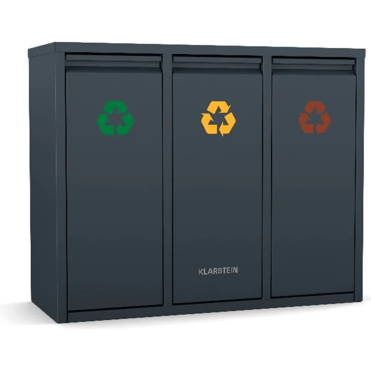Klarstein Mülleimer Ordnungshüter 3, Mülleimer 3 Fach Treteimer Trash Bin Schwarz