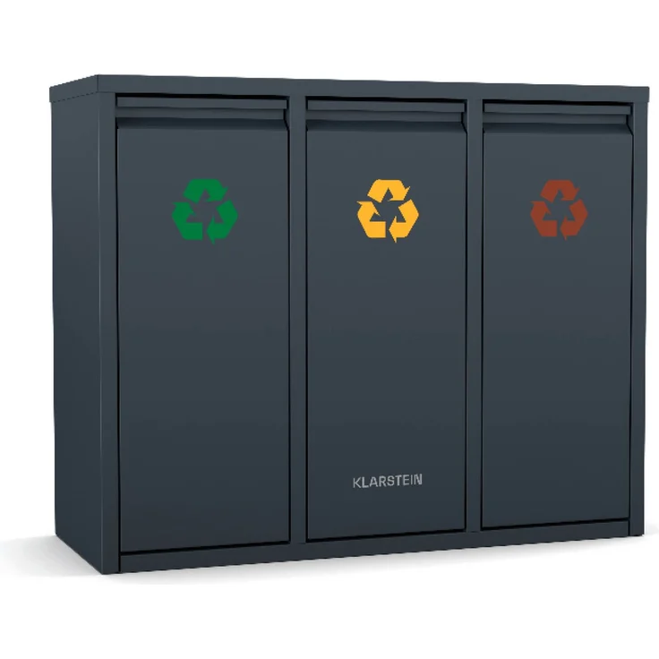 Klarstein Mülleimer Ordnungshüter 3, Mülleimer 3 Fach Treteimer Trash Bin Schwarz – Bild 1