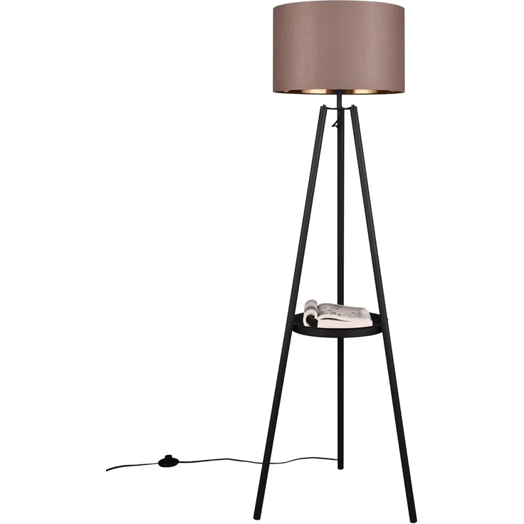 lightling Stehlampe Coby, ohne Leuchtmittel, mit Ablagefläche, Fußschaler, Stoffschirm, E27