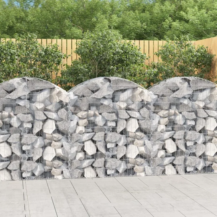 vidaXL Gabione mit Hochbogen 100x50x100/120 cm Verzinktes Eisen 153435 – Bild 1