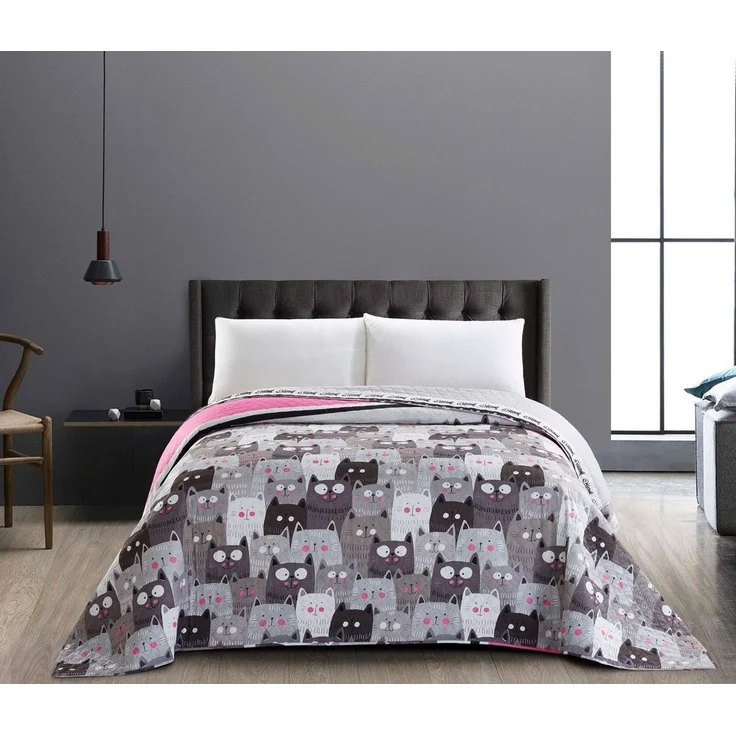 DecoKing Tagesdecke Bettüberwurf Colors - Luxus Tagesdecke mit Wendedesign Cats invasion – Bild 2