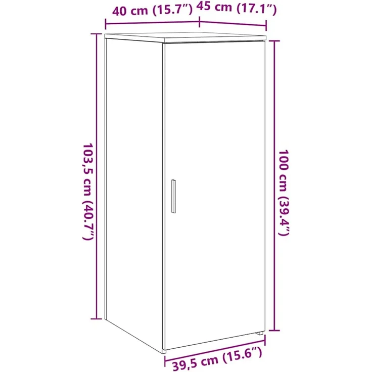 vidaXL Lagerschrank Schwarz 40 x 45 x 103,5 cm Holzwerkstoff 859034 – Bild 11