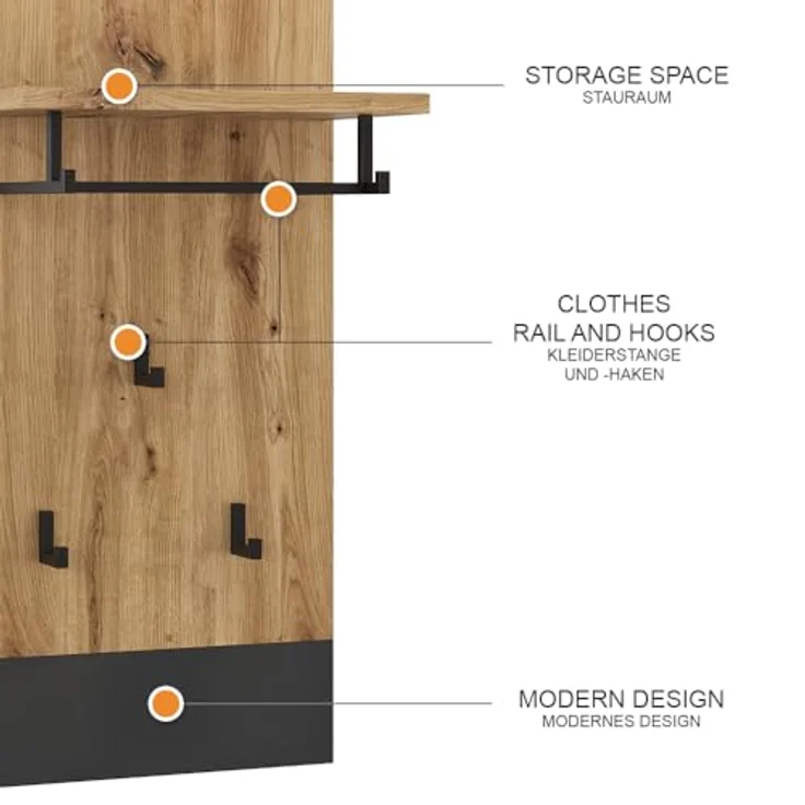 Wandgarderobe Selena Anthrazit 44 x 83 cm Vicco – Bild 10