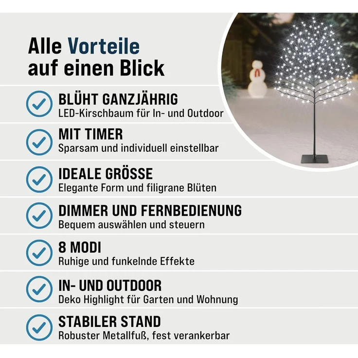Monzana® Kirschblütenbaum 2er Set 220 cm 220 LED Kaltweiß Außen Innen Künstlich Groß Deko Weihnachten Weihnachtsdeko Kirschbaum Leuchtbaum Lichterbaum – Bild 9