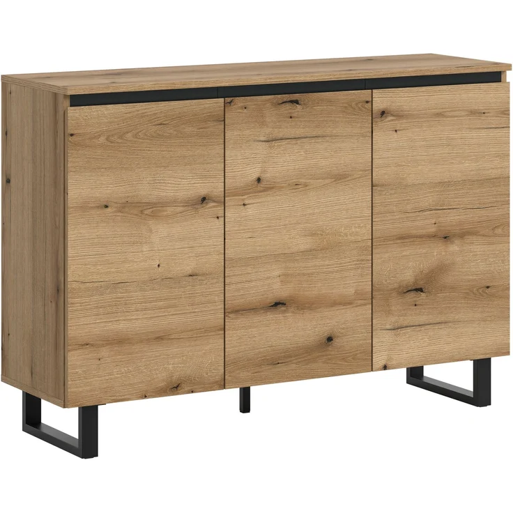 Sideboard B/H/T: 120x84x36 cm in Evoke Oak Nachbildung und schwarz – Bild 1