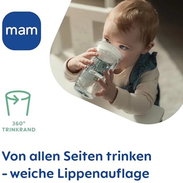 MAM Easy to Drink Cup 360° Trinklernbecher 290 ml, ab 8 Monaten, Zebra – Bild 3