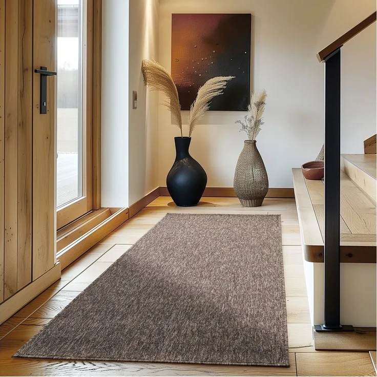 Carpettex Schlingenteppich Unicolor - Einfarbig, Läufer, Höhe: 7 mm, Kurzflor Schlingen Teppich Wohnzimmer Einfarbig Modern
