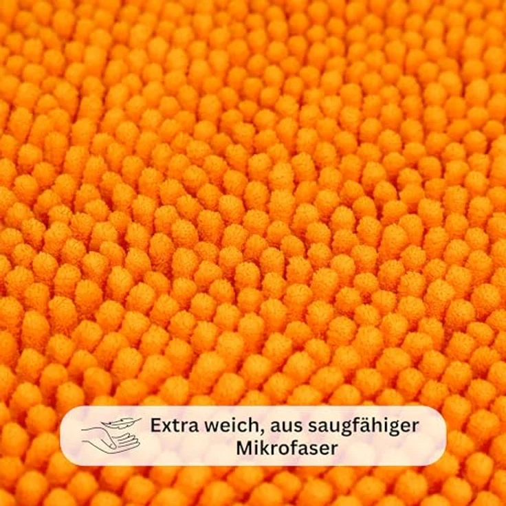 WohnDirect Badematte 45x45 cm MIT WC Ausschnitt | Orange - rutschfest & Waschbar - Badezimmerteppich zum Set kombinierbar, Badvorleger, WC Garnitur, Badteppich – Bild 8