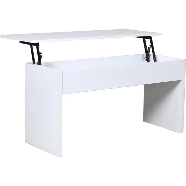 Weber Industries Couchtisch Arizona, Weiß, Rechteckig mit hochklappbarer Tischplatte, 64x63x100 cm