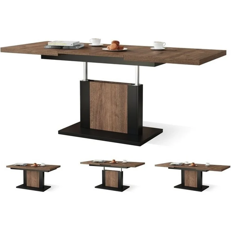 designimpex Couchtisch Design Orion stufenlos höhenverstellbar ausziehbar Esstisch – Bild 4