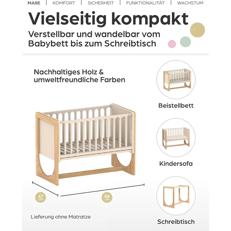 Geuther Beistellbett HATO Babybett in Natur, 4-in-1 – Bild 2