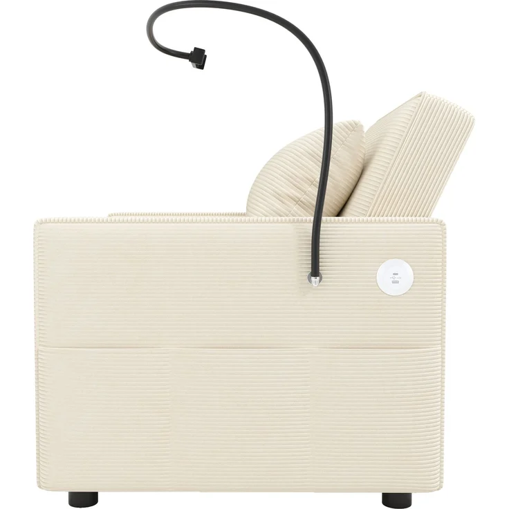 Multifunktionales faltbares Schlafsofa mit USB-Ladeanschluss und Handyhalter, 1-Sitzer Relaxsessel Sofa Bett umwandelbar, platzsparend für Wohnzimmer und Schlafzimmer, Cord Stoff, Beige – Bild 15