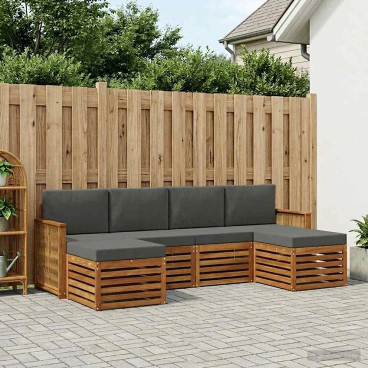 vidaXL Outdoor-Sofagarnitur 5 stk. 6-Sitzer Natur und Anthrazit 3384688 – Bild 1
