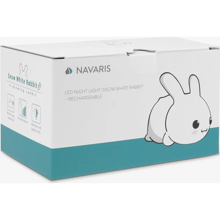Navaris LED Nachtlicht Snow White Rabbit - mit USB Kabel - dimmbar - süße Nachttischlampe für Kinder - Kinderzimmer Schlummerlicht Lampe Weiß – Bild 7