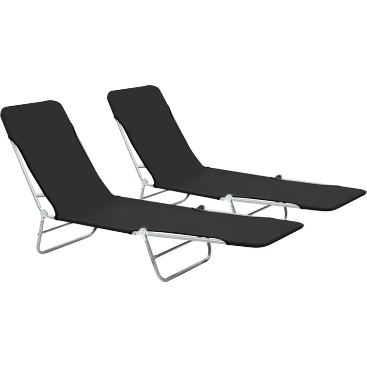 vidaXL Klappliegen 2 Stk. Stahl und Stoff Schwarz 44300