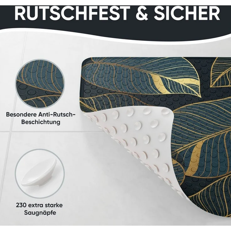 Sanilo Duschmatte, mit Motiv, rutschfest, waschbar, quadratisch, 230 extra starke Saugnäpfe, Kunststoff PVC, 53 x 53 cm, Monstera – Bild 4