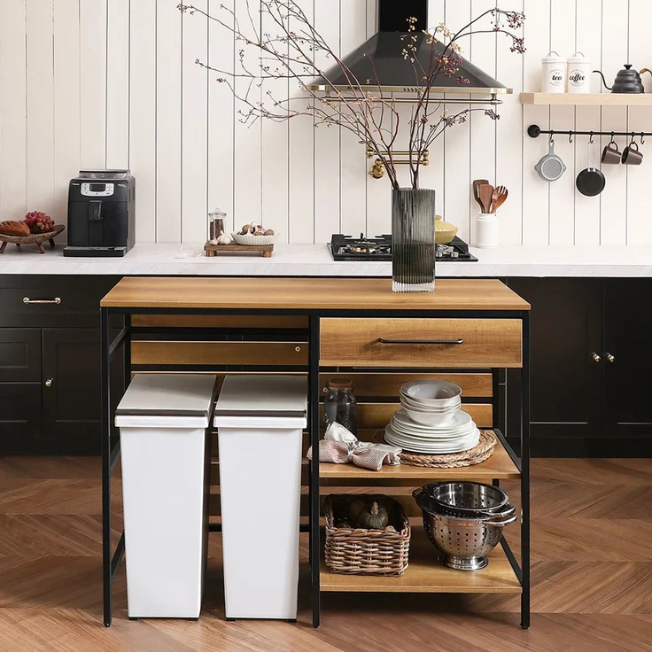 SoBuy FSB71-PF Kücheninsel, Spanplatte, Melamin, Braun, 120 x 90 x 45 cm – Bild 6