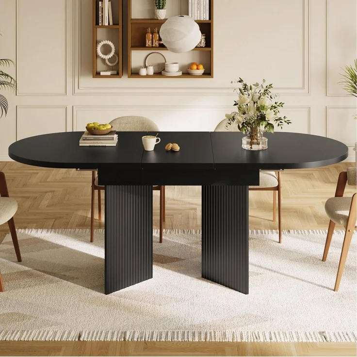 Odikalo Esstisch Küchentisch Wohnzimmertisch, Ausziehbar (120-160×80cm), Tisch, Küchentisch, Ausziehtisch, mit Hilfe innenliegender Einlegeplatten auf 120-160cm ausziehbar, für Küche und Wohnzimmer) – Bild 5