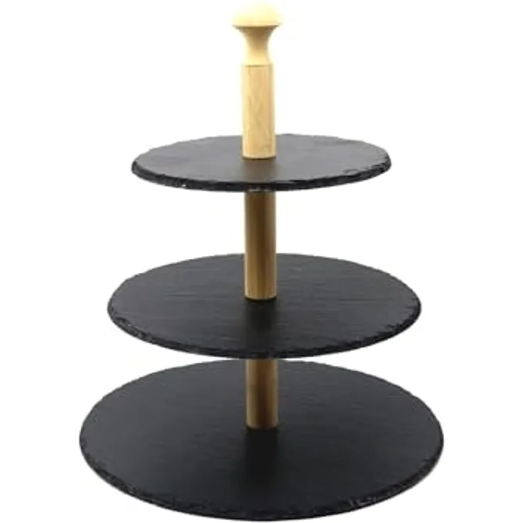 Etagere aus Schiefer, 3-stöckig - Ø 20cm, Ø 25cm, Ø 30cm
