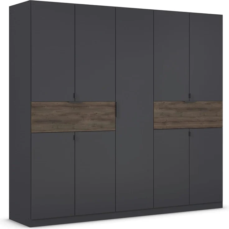 Drehtürenschrank Timo / Ticao, Holzwerkstoff, Anthrazit, 226 x 210 x 54 cm – Bild 1