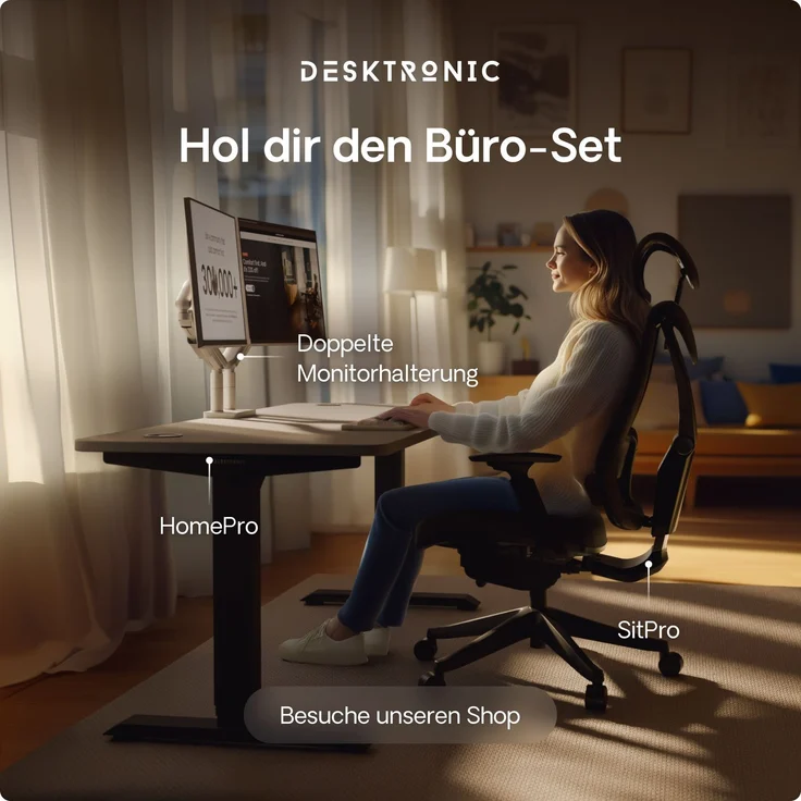 Desktronic HomePro Elektrisch höhenverstellbarer Schreibtisch 160x80cm Schwarz/Grau mit Memory-Funktion, Anti-Kollisions Technologie, USB-A und USB-C-Ladeanschlüssen – Bild 9