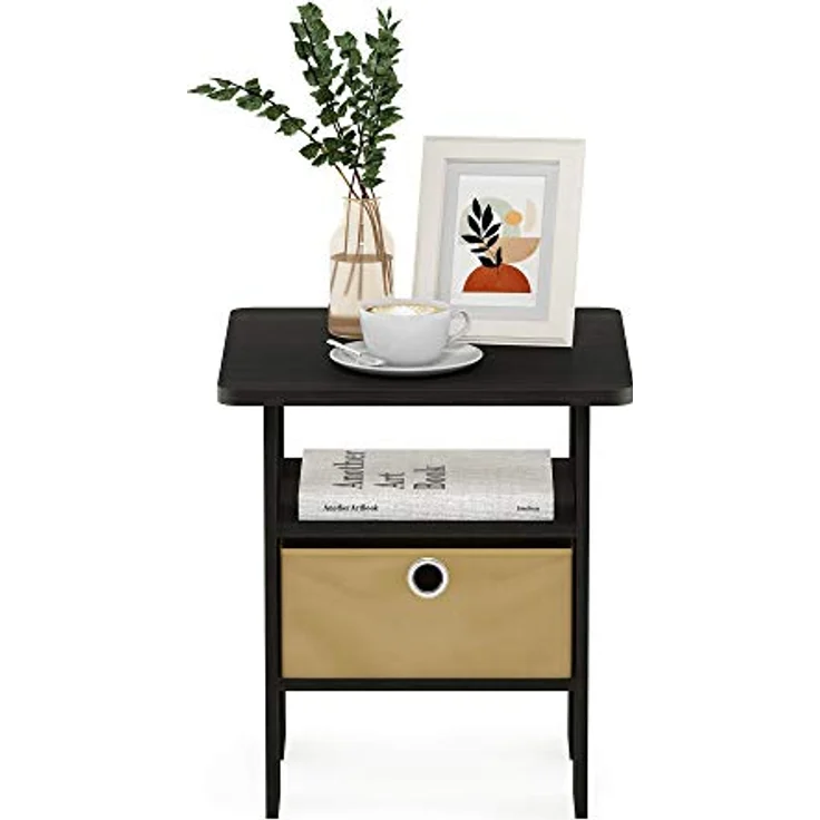 Furinno Andrey Beistelltisch Nachttisch mit Schublade, Espresso/Braun – Bild 7