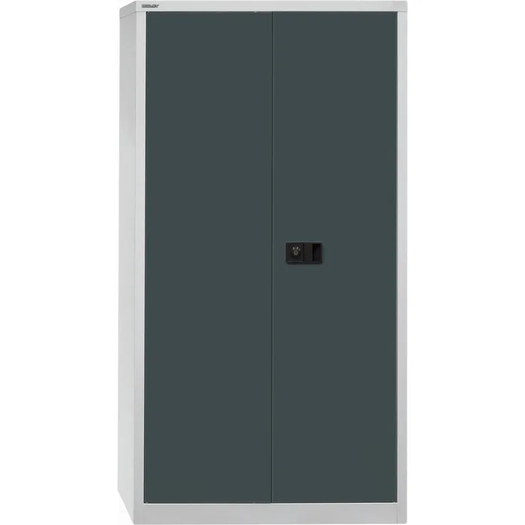 Bisley 'Universal' Flügeltürenschrank, 3 verzinkte Fachböden, 4 OH, lichtgrau / anthrazitgrau, 180,6 x 40 x 91,4 cm