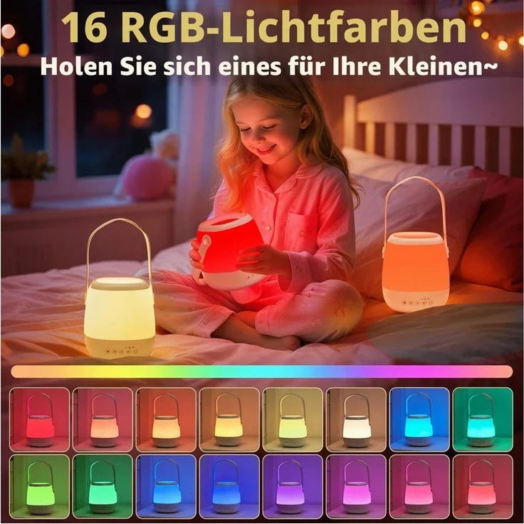 Vivitar LED Nachtlicht Dimmbar mit White Noise Maschine, 3-in-1 Baby Stilllicht, USB aufladbar und Tragbar, Fütterungslampe zum Stillen und Fläschchengeben, Nachtlicht für Kinderzimmer, mit Fernbedienung, 15/30/60-Minuten-Timer, über USB aufladbar, 35 ... – Bild 3