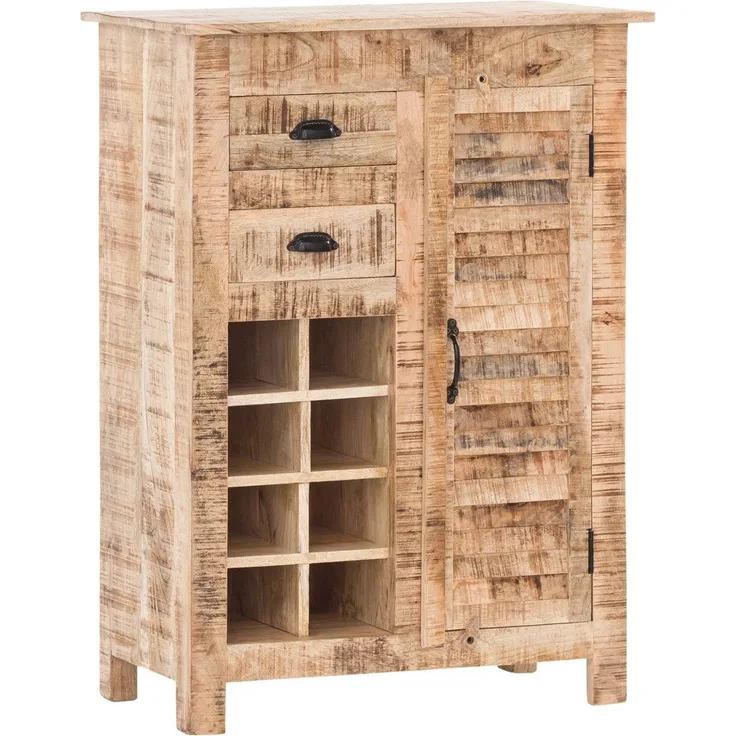 Highboard Caribou massives Mangoholz mit Lamellentüren