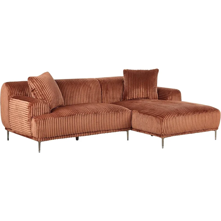 Ecksofa STENUM Cord Braun rechtsseitig – Bild 5