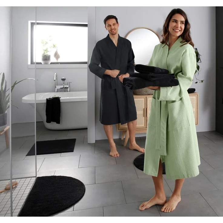 my home Badematte Vanessa, Höhe 10 mm, rutschhemmend beschichtet, fußbodenheizungsgeeignet, schnell trocknend, strapazierfähig, Polyester, halbrund, Badteppich, weiche Haptik, unifarben – Bild 3