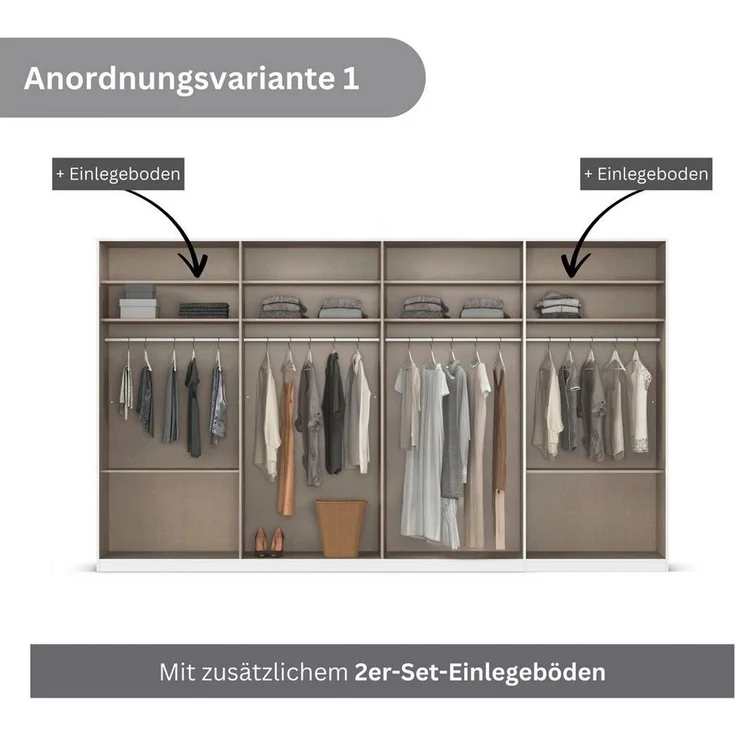 OTTO home Drehtürenschrank Kleiderschrank Schrank Garderobe AGORDO TOPSELLER Schlafzimmer (in zwei Griff-Farben, Breiten 91-405 cm, Dekor- oder Hochglanzfront) durchdachte Innenausstattung, in 8 Breiten und 2 Höhen MADE IN GERMANY – Bild 3
