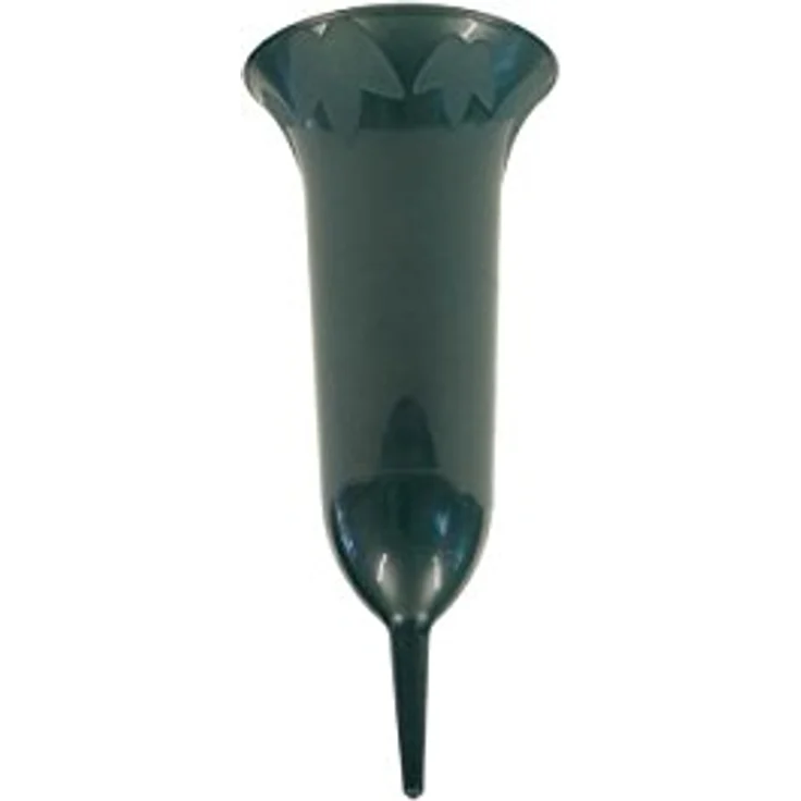 Greemotion Grabvase Grün, Steckvase 0,8L für Grab, robuste Friedhofsvase, wetterfest und frostsicher, 31cm