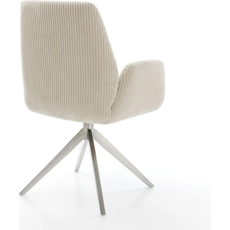 Esszimmerstuhl Zoa-Flex Cord Beige Kreuzgestell breit Edelstahl Taschenfederkern – Bild 5