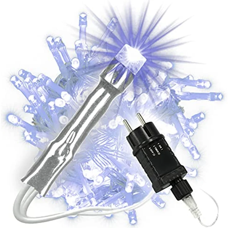 Nipach LED-Lichterkette LED Lichterkette 100er blau Kabel transparent 10m – Bild 2