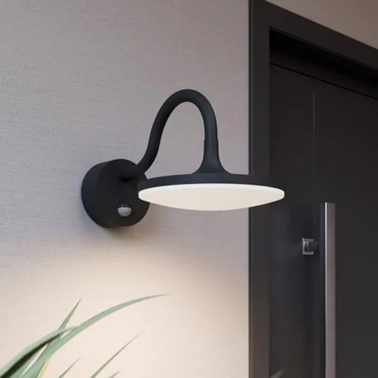 Arcchio LED Wandleuchte Fineria, spritzwassergeschützt mit Bewegungsmelder, 1-flammig, schwarz aus Aluminium, für Außenwand, Terrasse und Balkon – Bild 2