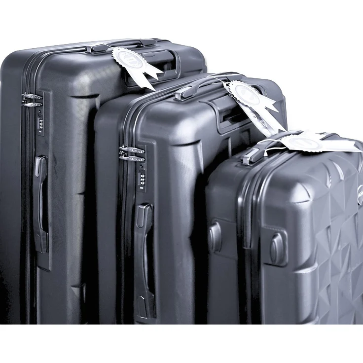 3 Tlg. Koffer-Set - ABS Hartschale mit 4 Rädern 360° drehbar Anthrazit – Bild 3