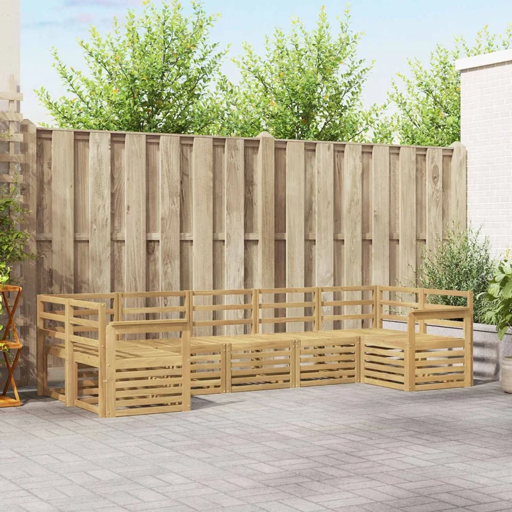 vidaXL Outdoor-Sofagarnitur 7 stk. 7-Sitzer Weiß Massivholz Akazie 3392419 – Bild 1