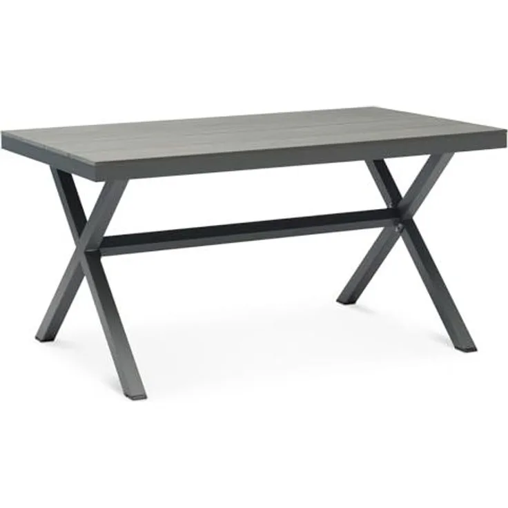 IDIMEX Gartentisch WINDY, Outdoor Tisch 150x90cm wetterfest aus Alu & WPC Holzoptik grau