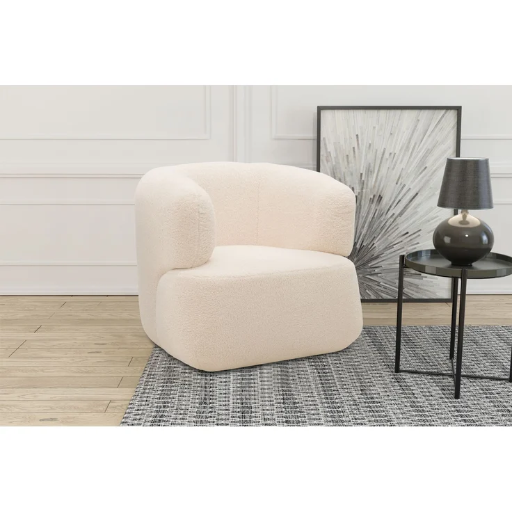 DOMO. collection Sessel 800012, Polstersessel, organische Form, gepolsterte Rückenlehne, Rücken in Oberstoff, Armsessel, Cocktailsessel, Loungesessel, 90 x 86 x 71 (BxTxH), creme – Bild 8