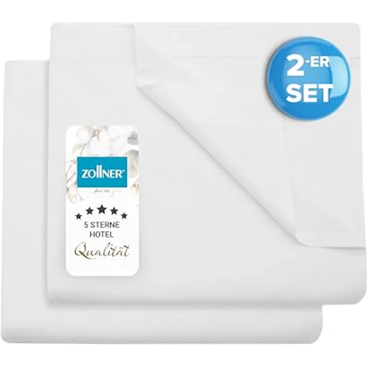 Zollner Spannbettlaken, Weiß, 240x290 cm, 100% Baumwolle, Oeko-Tex® Standard 100, 95°C waschbar – Bild 1