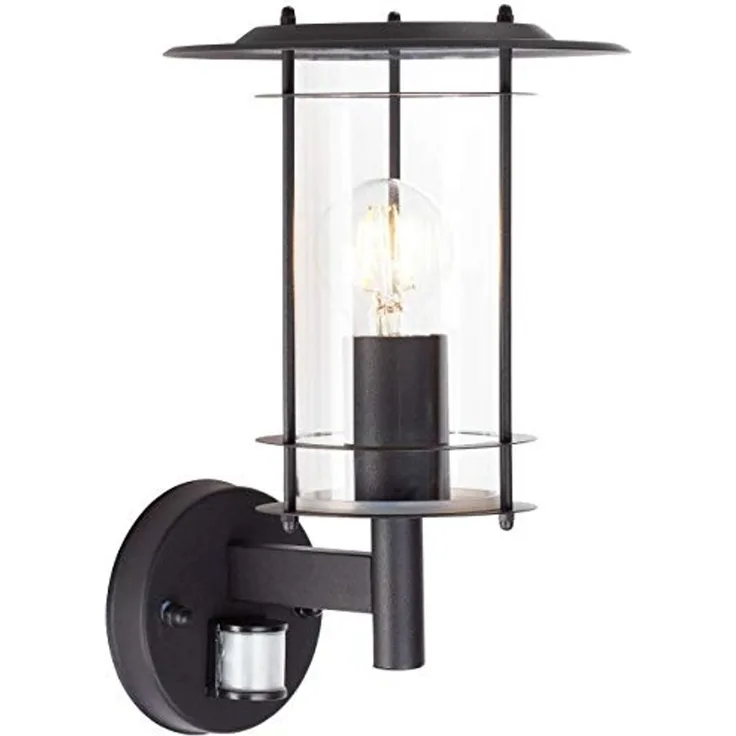 BRILLIANT Lampe York Außenwandleuchte stehend Bewegungsmelder schwarz | 1x A60, E27, 40W, geeignet für Normallampen (nicht enthalten) | IP-Schutzart: 44 - spritzwassergeschützt