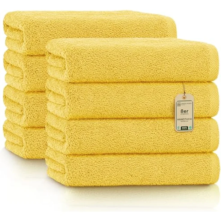 NatureMark 8er Spar-Pack Frottier Handtücher, Handtuch-Set, 50x100 cm, Gelb, 100% Baumwolle – Bild 2