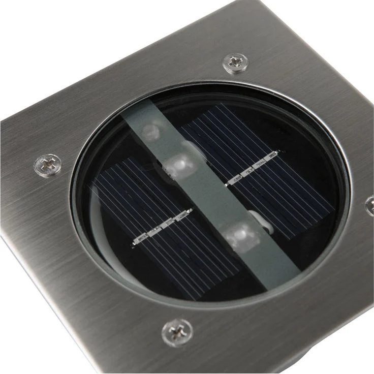 Solar LED Bodeneinbaustrahler 2er SET für Außen, Edelstahl 4-eckig 10x10cm, IP67 – Bild 3