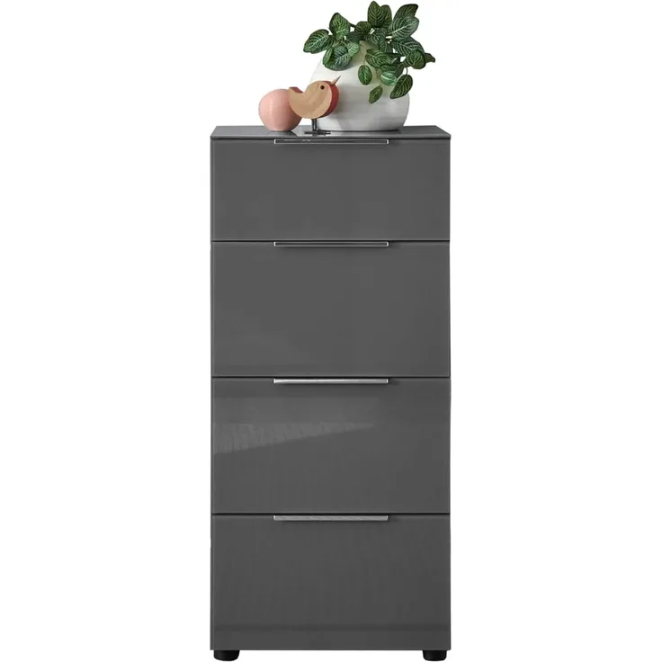 HBZ Kommode Santorin Mehrzweckschrank mit Schubkästen, BxHxT 45x99x40 cm (1 St), Mit 4 Schubkästen mit Softclose, Glasfront und Glasoberboden