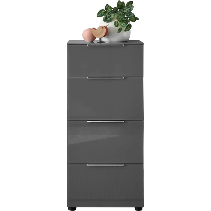 HBZ Kommode Santorin Mehrzweckschrank mit Schubkästen, BxHxT 45x99x40 cm (1 St), Mit 4 Schubkästen mit Softclose, Glasfront und Glasoberboden – Bild 1