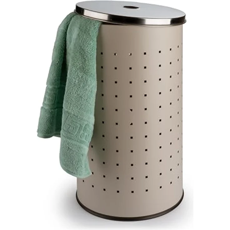 Home4You Wäschetonne Wäschesammler, Greige, Ø 29 x H 54 cm, (Set, 1 St), 37 Liter Fassungsvermögen, mit Belüftungslöcher – Bild 3
