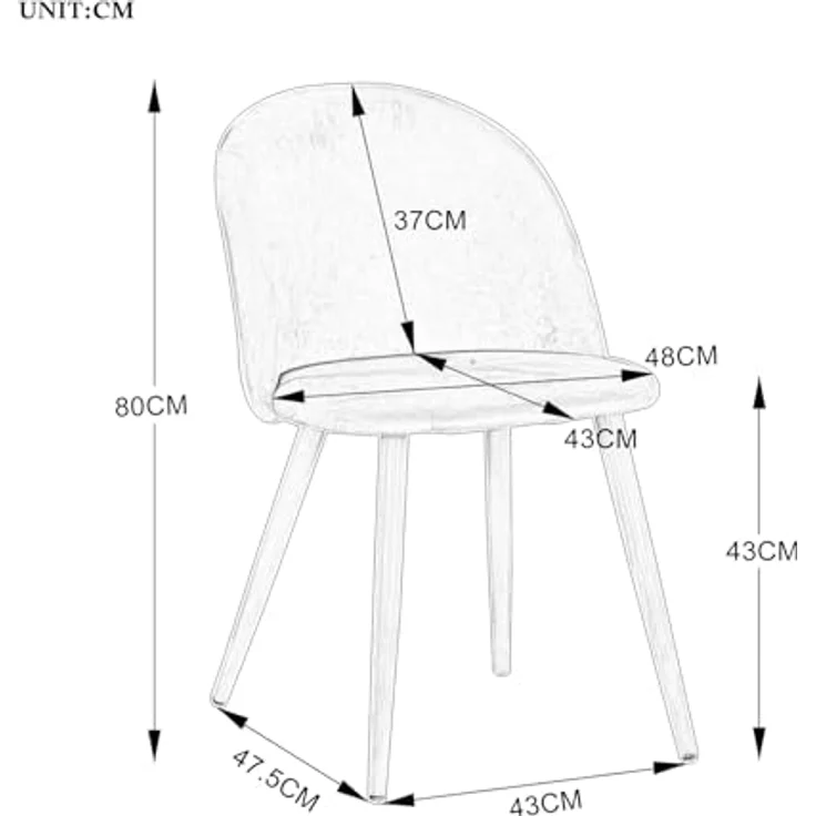 GrandCA HOME 2er Set Esszimmersessel, 2er-Set Samt Esszimmerstühle mit Eisenbeinen in Holzoptik, vielseitig für Büro, Café, Küche, Wohnzimmer, Schlafzimmer (Blau,2) – Bild 4