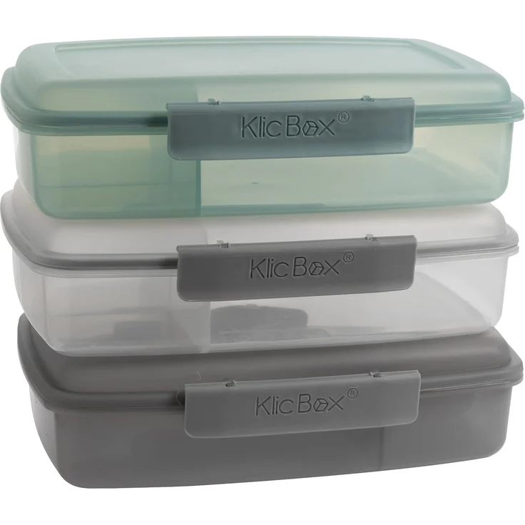 2friends Lunchbox 3er Set Lunchbox für Kinder + Erwachsene, Kunststoff, (transparent, grau, grün), mit Fächern und stabile Clickverschluss, effektive Silicondichtung – Bild 1